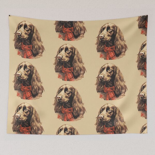Item preview, Field Spaniel Christmas Plaid Watercolor designed and sold by rafaeltto.