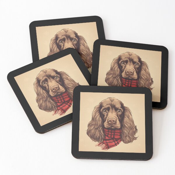 Item preview, Field Spaniel Christmas Plaid Watercolor designed and sold by rafaeltto.