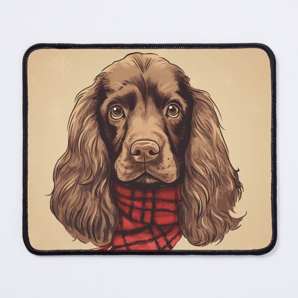 Item preview, Field Spaniel Christmas Plaid Watercolor designed and sold by rafaeltto.