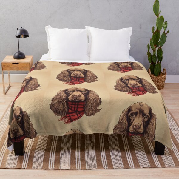 Item preview, Field Spaniel Christmas Plaid Watercolor designed and sold by rafaeltto.