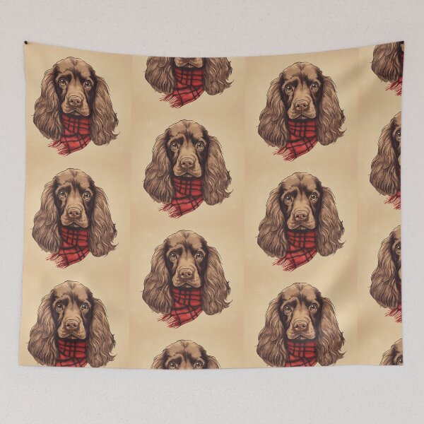 Item preview, Field Spaniel Christmas Plaid Watercolor designed and sold by rafaeltto.