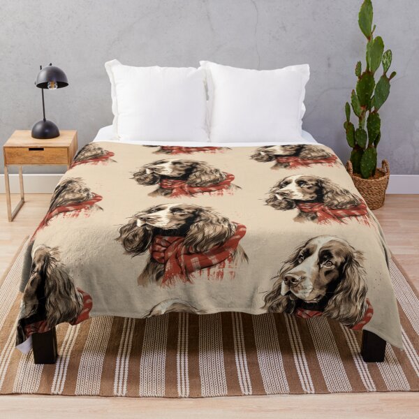 Item preview, Field Spaniel Christmas Plaid Watercolor designed and sold by rafaeltto.