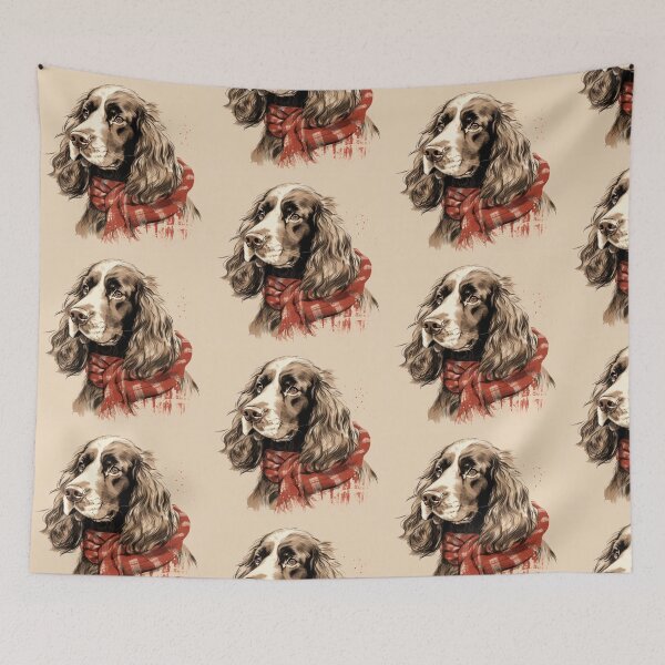 Item preview, Field Spaniel Christmas Plaid Watercolor designed and sold by rafaeltto.
