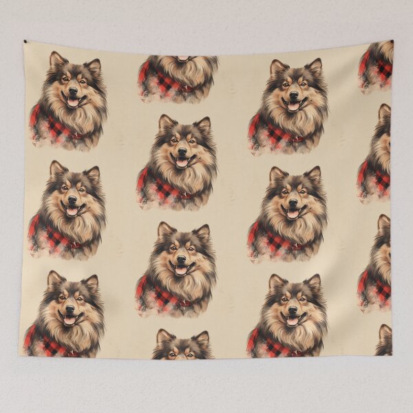 Item preview, Finnish Lapphund Christmas Plaid Watercolor designed and sold by rafaeltto.