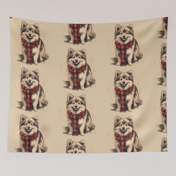Item preview, Finnish Lapphund Christmas Plaid Watercolor designed and sold by rafaeltto.