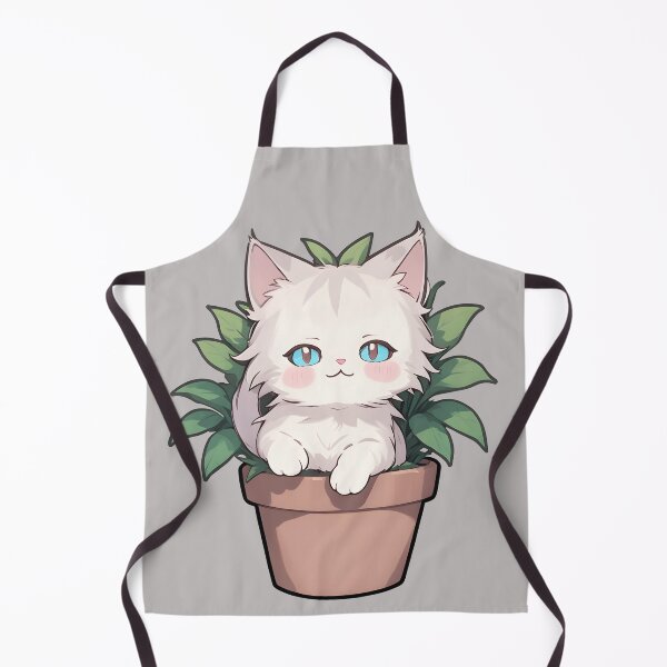 Item preview, White longhair cat in a potted plant designed and sold by CreativeNxt.