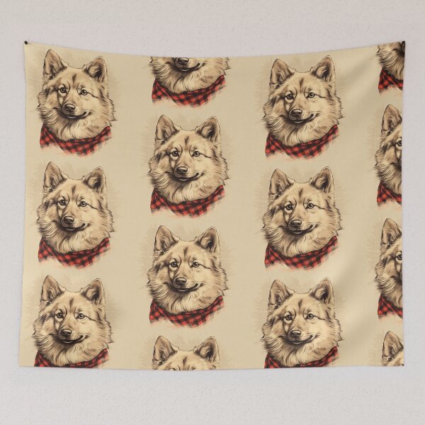 Item preview, Finnish Spitz Christmas Plaid Watercolor designed and sold by rafaeltto.