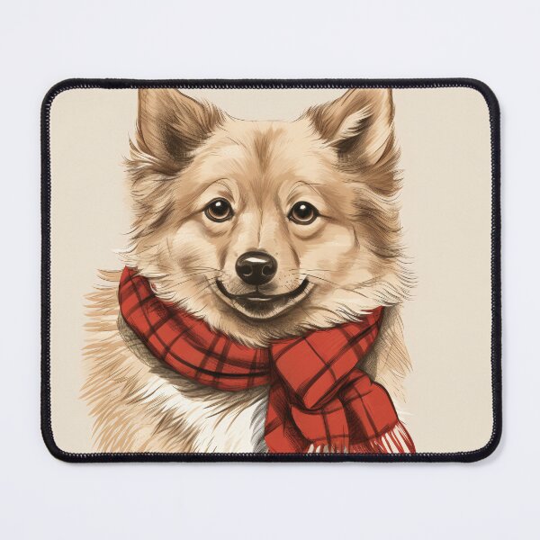 Item preview, Finnish Spitz Christmas Plaid Watercolor designed and sold by rafaeltto.