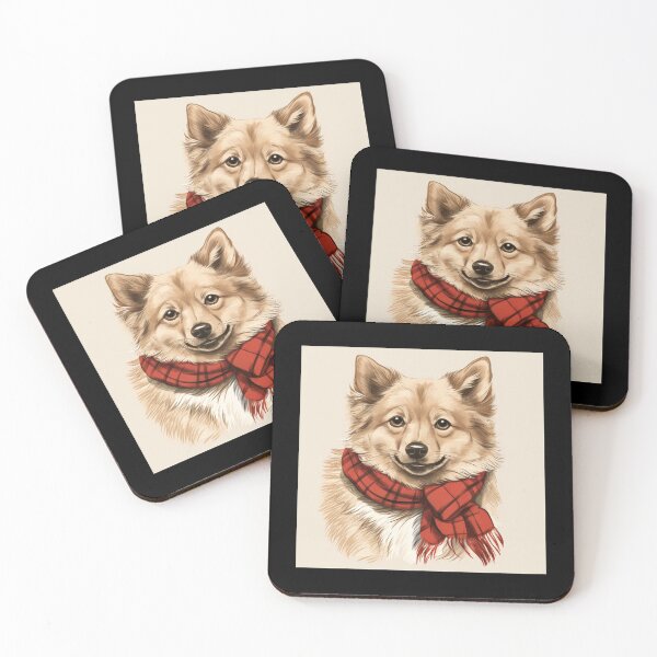 Item preview, Finnish Spitz Christmas Plaid Watercolor designed and sold by rafaeltto.