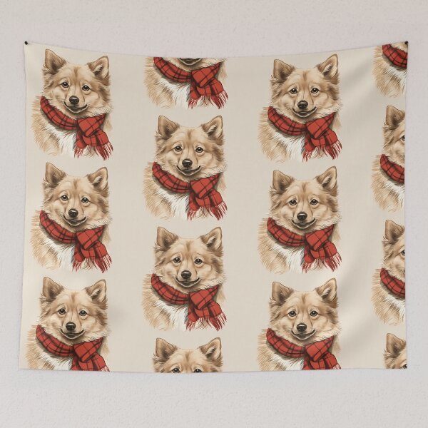 Item preview, Finnish Spitz Christmas Plaid Watercolor designed and sold by rafaeltto.