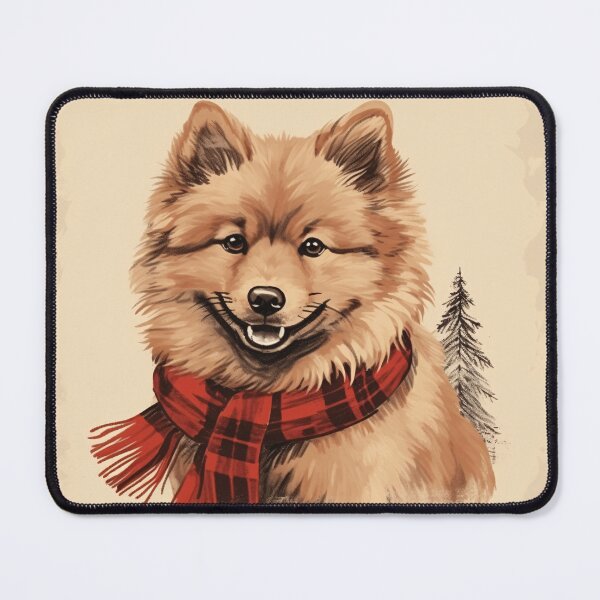 Item preview, Finnish Spitz Christmas Plaid Watercolor designed and sold by rafaeltto.