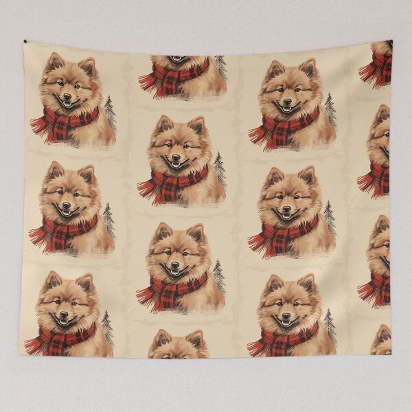 Item preview, Finnish Spitz Christmas Plaid Watercolor designed and sold by rafaeltto.