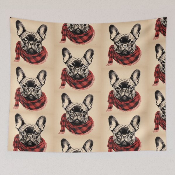 Artikelvorschau, French Bulldog Christmas Plaid Watercolor entworfen und verkauft von rafaeltto.