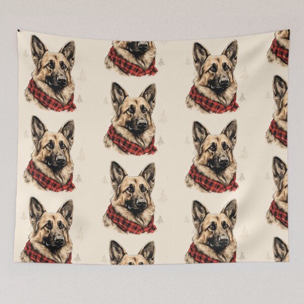 Artikelvorschau, German Shepherd Christmas Plaid Watercolor entworfen und verkauft von rafaeltto.