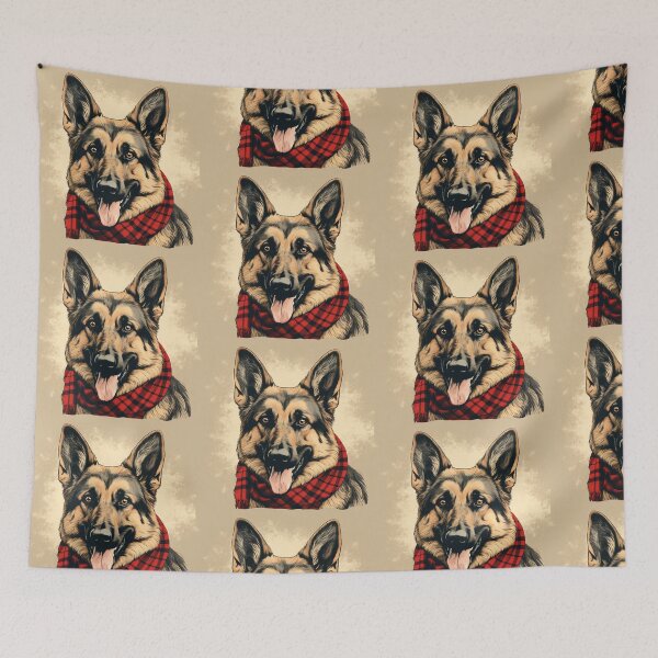 Artikelvorschau, German Shepherd Christmas Plaid Watercolor entworfen und verkauft von rafaeltto.