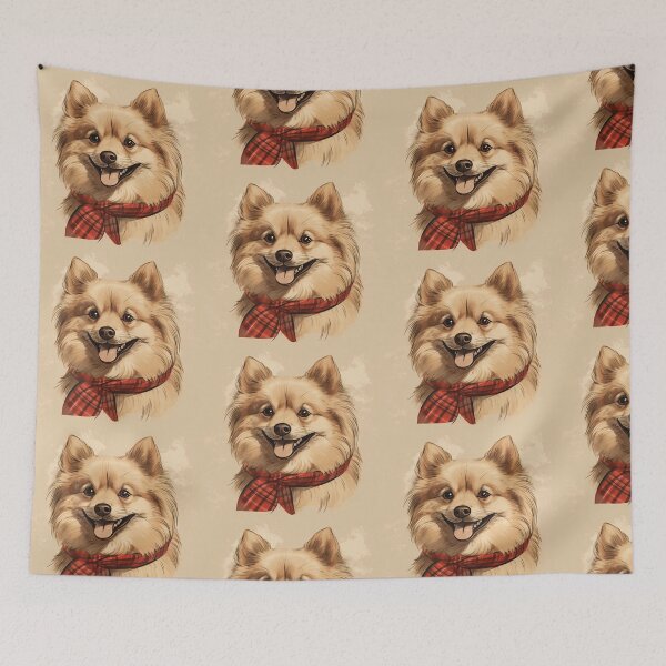 Item preview, German Spitz Christmas Plaid Watercolor designed and sold by rafaeltto.