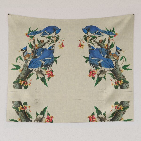 Item preview, Illustration from Birds of America Plate CII Blue Jays 1827 John James Audubon Wallpaper designed and sold by will-o-wares.