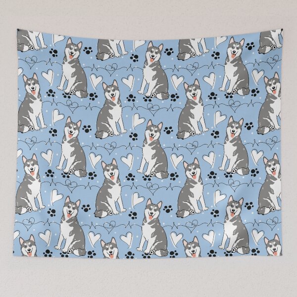 Item preview, Love Gray White Siberian Husky Dog 1 designed and sold by Lulupainting.