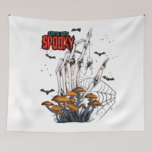 Item preview, Halloween: Let's Get Spooky! Skeleton Hand Out of Ground, Bats Flying Overhead designed and sold by TaraTs.