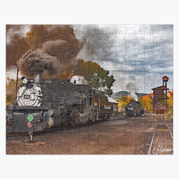 Item preview, “All Aboard” For The 1,000 Piece Jigsaw Puzzle Challenge ~ Comes In A Metal Gift/Storage Box. Also, It's “TIME” To Check Out The Matching 10.25” Wall Clock. designed and sold by MoreEZUSA-Here.