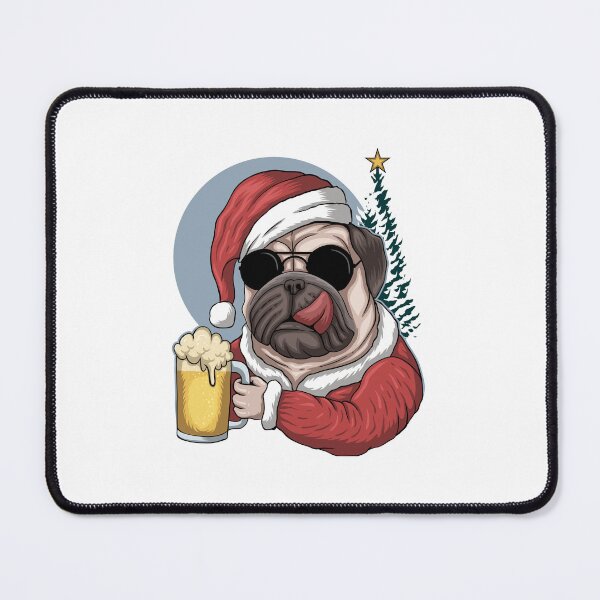 Item preview, Christmas dog drinking beer, pug dog drinking beer, dog Christmas  designed and sold by GreyStanzione1.
