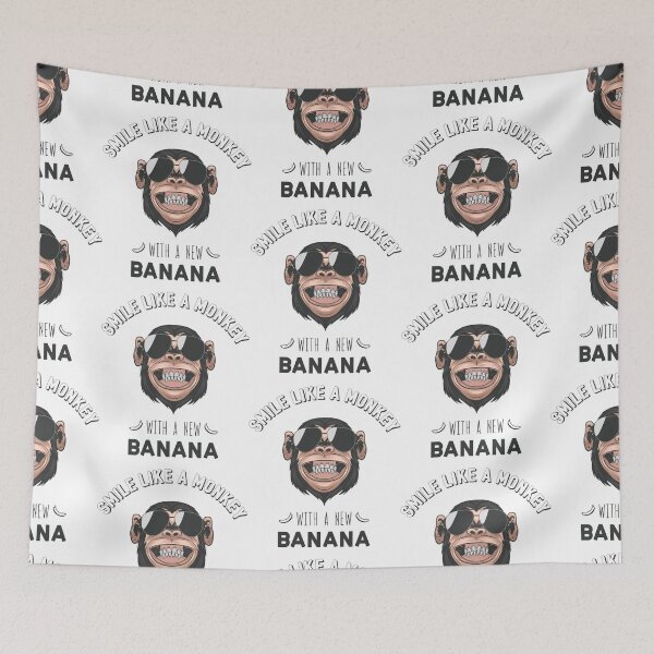 Item preview, Smile like monkey, monkey smile, banana designed and sold by GreyStanzione1.