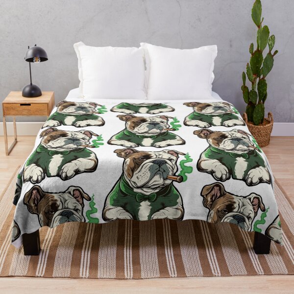 Item preview, bulldog smoking, sad dog smoking, cartoon dog smoking designed and sold by GreyStanzione1.