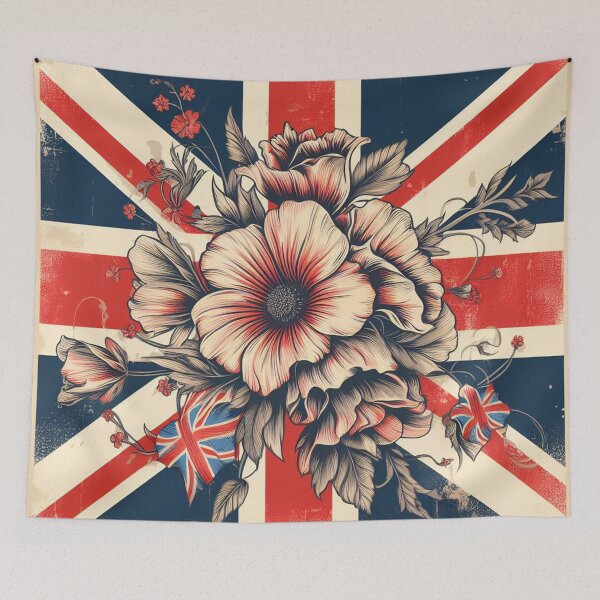 Item preview, Union Jack Flag and Flowers designed and sold by maximinano100k.