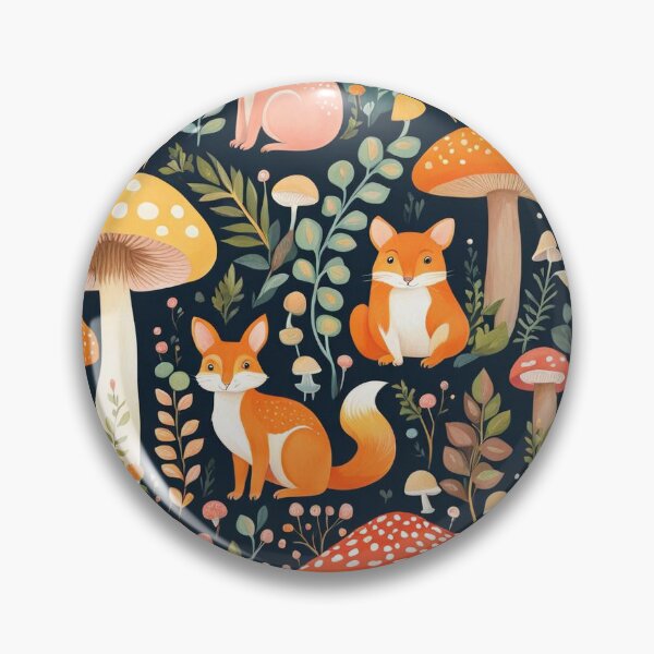 Item preview, Whimsical forest with cute Fox's and mushrooms designed and sold by trollslivehere.