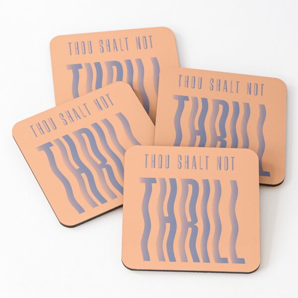 Item preview, Thou Shalt Not Thrill Typographic Phrase Peach and Periwinkle designed and sold by ConfettiCreate.