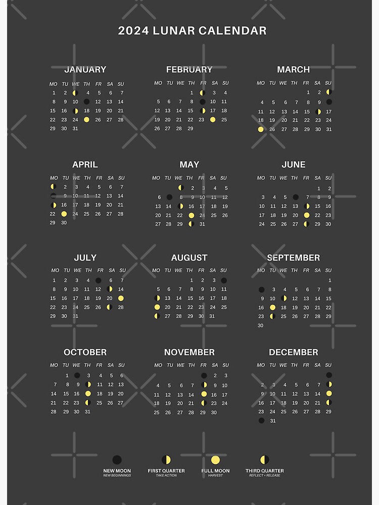 2024 Lunar Calendar, Dark Moon Phase Calendar