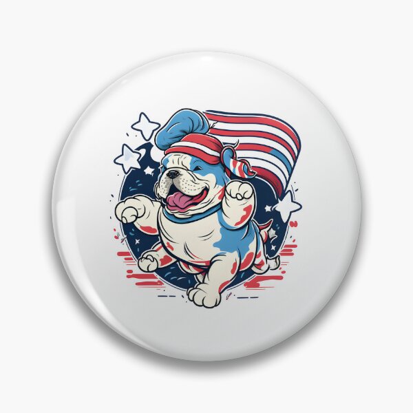 Item preview, cute bulldog us flag, cute bulldog American flag, cartoon bulldog us flag designed and sold by GreyStanzione1.