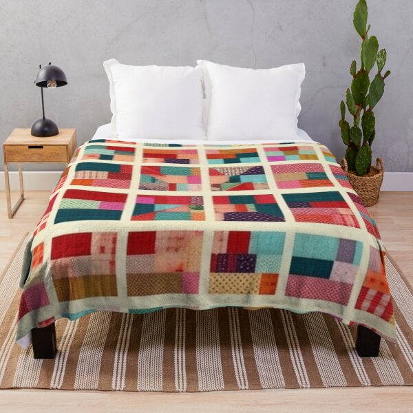 Item preview, Burlap Patchwork quilt  designed and sold by Roxburylane.