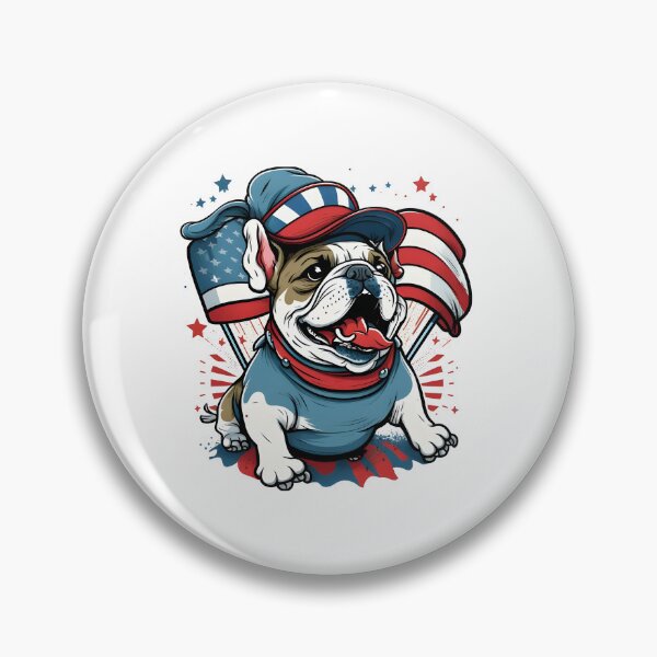 Item preview, cute bulldog us flag, cute bulldog American flag, cartoon bulldog us flag designed and sold by GreyStanzione1.