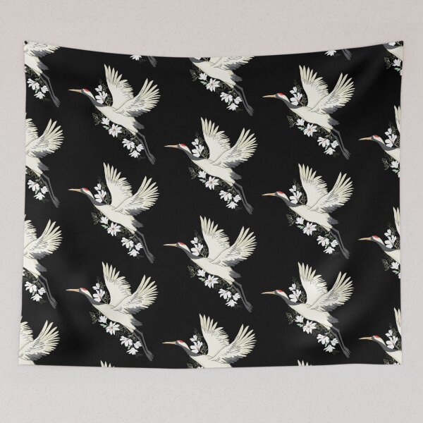 Item preview, crane bird in flight, white crane bird flying, crane bird designed and sold by GreyStanzione1.