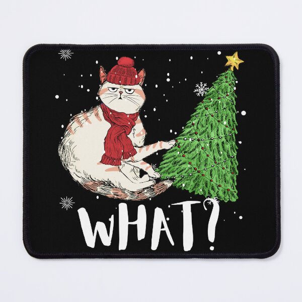 Item preview, Funny Tabby Cat Pushing Christmas Tree Over Cat What? designed and sold by Sukhumpan.