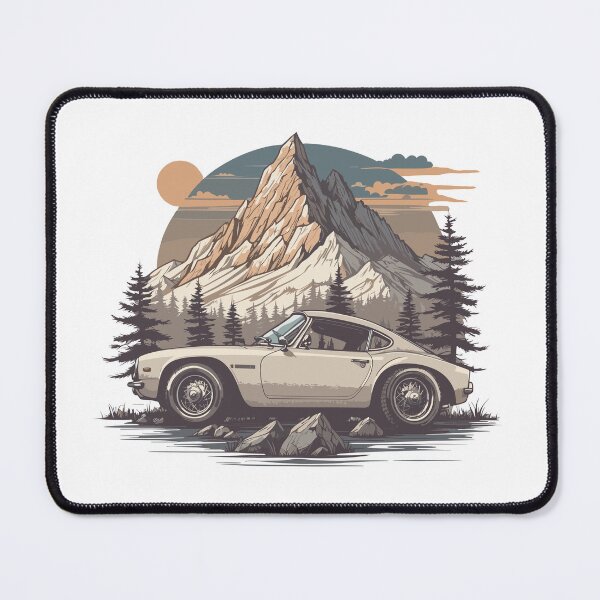 Item preview, Vintage Sports Car in Wilderness with Mountains and Sunset designed and sold by socoisl.