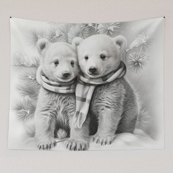 Item preview, Pencil sketch of Christmas baby polar bears designed and sold by dcrc.