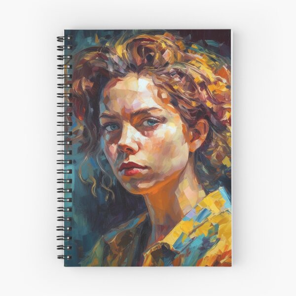 Item preview, "Curly-Haired Beauty"- Dark cyan, teal, light amber impasto oil painting. designed and sold by WhiteWolfe0127.
