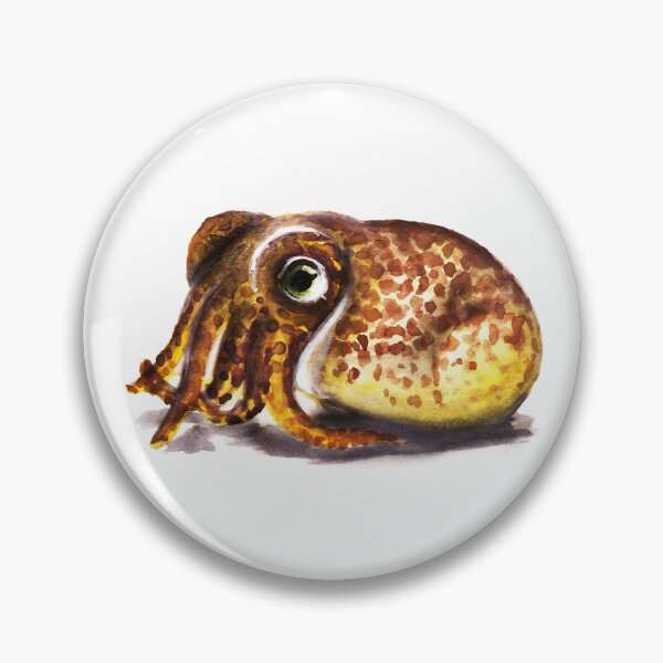Item preview, Cute orange Spotted bobtail squid watercolour painting designed and sold by Funsize-Art.