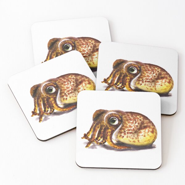Item preview, Cute orange Spotted bobtail squid watercolour painting designed and sold by Funsize-Art.