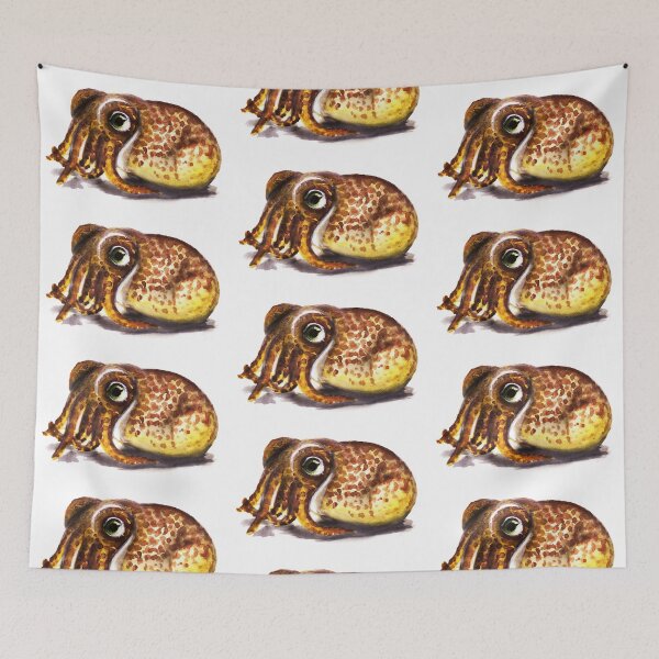 Item preview, Cute orange Spotted bobtail squid watercolour painting designed and sold by Funsize-Art.