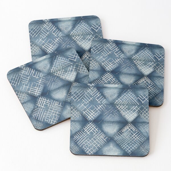 Item preview, Shibori Indigo Mudcloth Quilt Patchwork Pattern No3 designed and sold by Atomura.