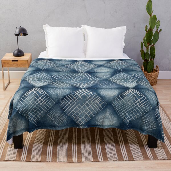 Item preview, Shibori Indigo Mudcloth Quilt Patchwork Pattern No3 designed and sold by Atomura.