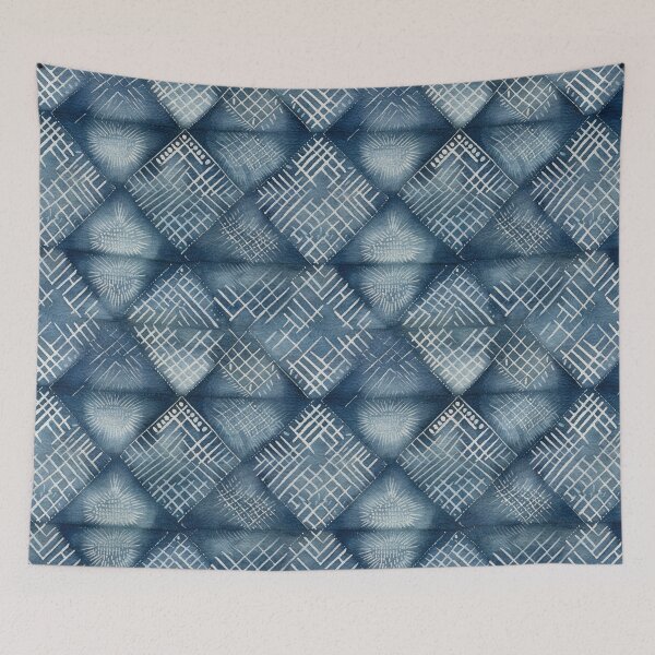 Item preview, Shibori Indigo Mudcloth Quilt Patchwork Pattern No3 designed and sold by Atomura.
