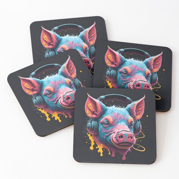 Artikelvorschau, „Spritzende Farben: Ein lebendiges Vektorgrafik-Porträt eines Schweins, das Kopfhörer schaukelt“ entworfen und verkauft von Best-Art-32.