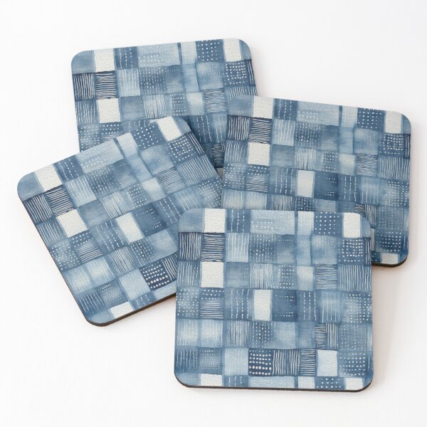 Item preview, Shibori Indigo Mudcloth Quilt Patchwork Pattern No4 designed and sold by Atomura.