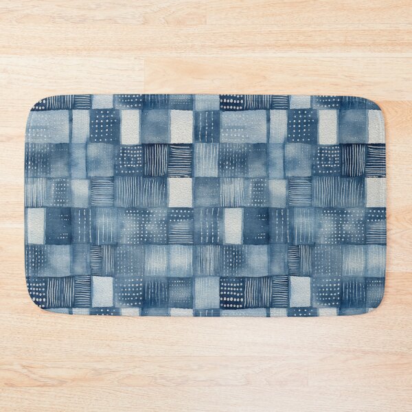 Item preview, Shibori Indigo Mudcloth Quilt Patchwork Pattern No4 designed and sold by Atomura.