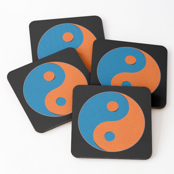Item preview, Yin Yang symbol design in orange and blue mosaic pattern designed and sold by DaveDanchuk.