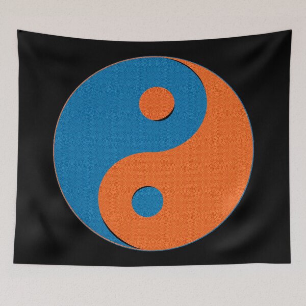Item preview, Yin Yang symbol design in orange and blue mosaic pattern designed and sold by DaveDanchuk.